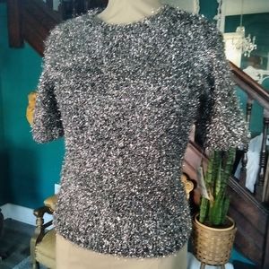 INC holiday metallic eyelash crop sweater. NWT. S